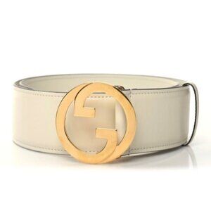 Gucci Women’s GG Ciny Calfskin W50mm Belt Mystic White 105cm 698598